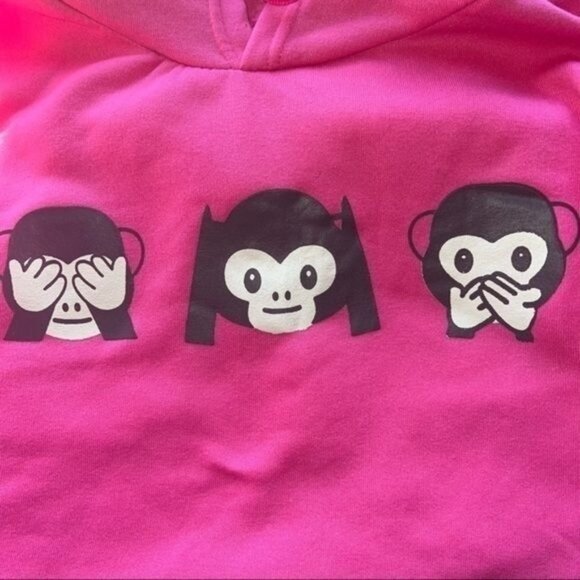 Pink Hoodie & Sweatpants Set Girls XL See-No-Evil Monkey Prints Comfortable Loun - Picture 5 of 15